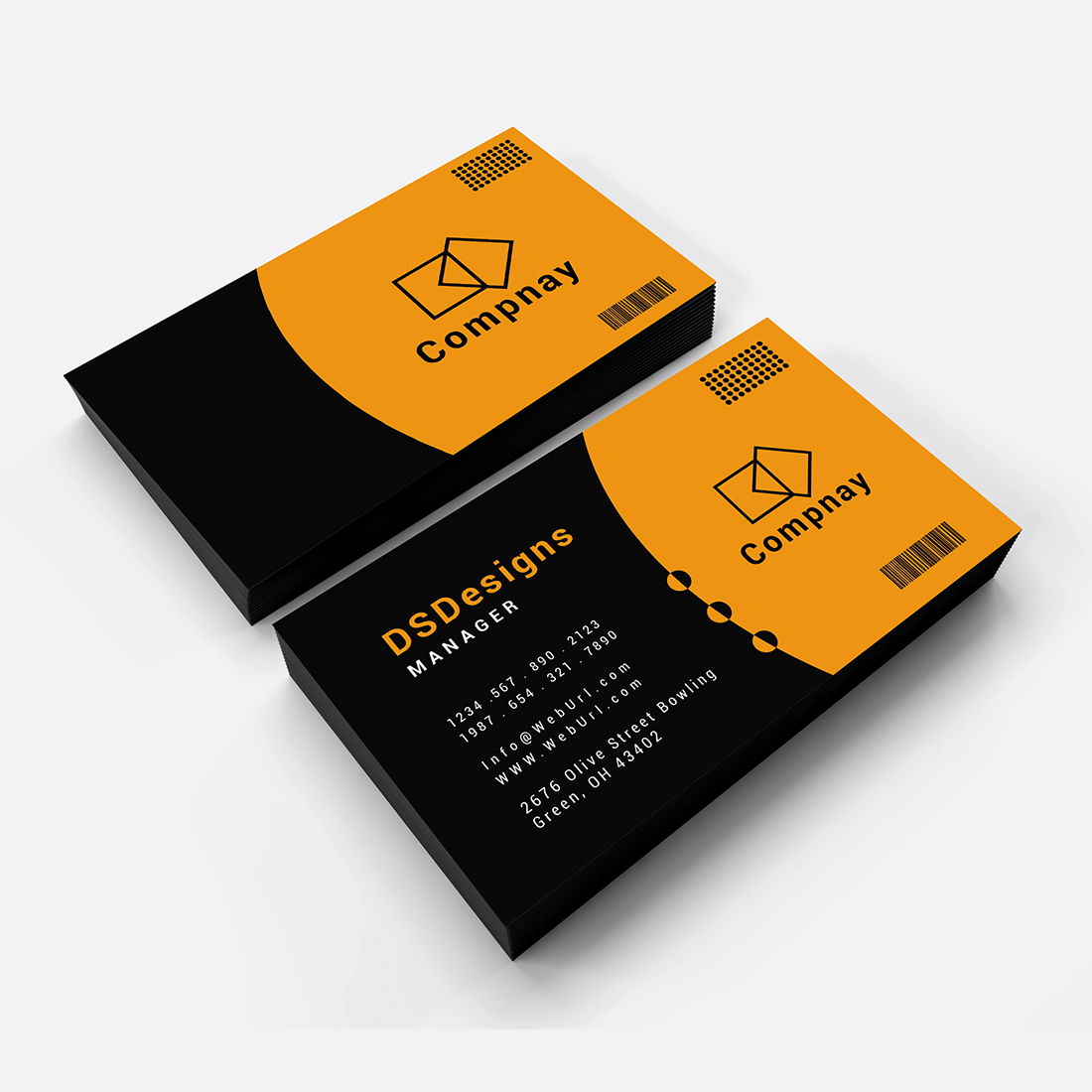 Modern corporative business card design preview image.