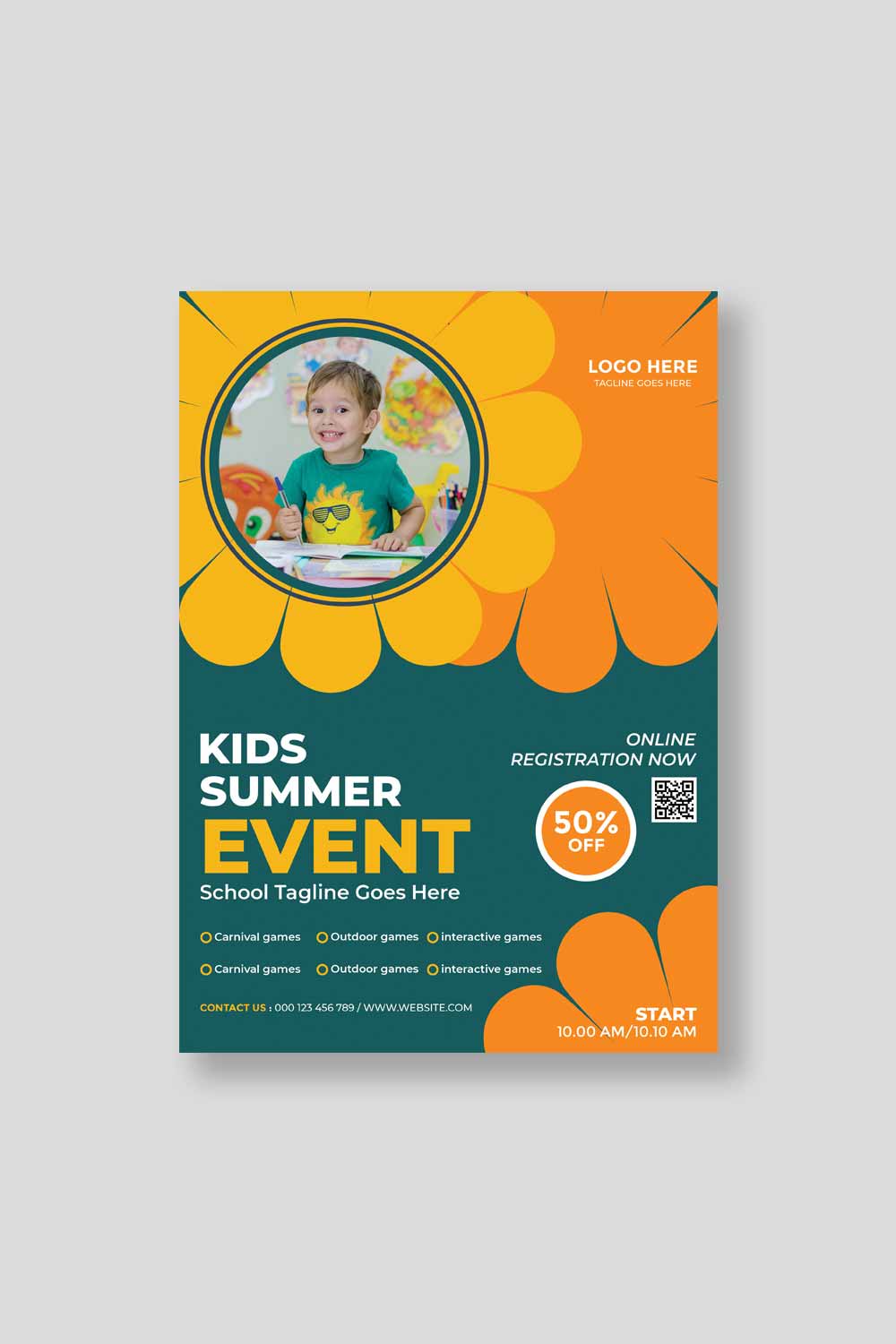 Kids Summer Event Flyer Design pinterest preview image.