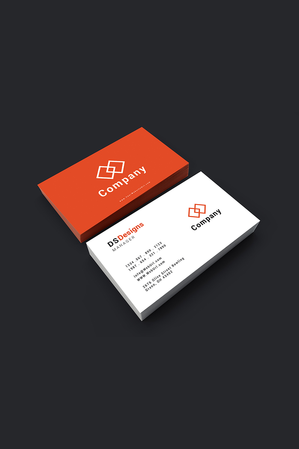 Simple and professional business card design pinterest preview image.