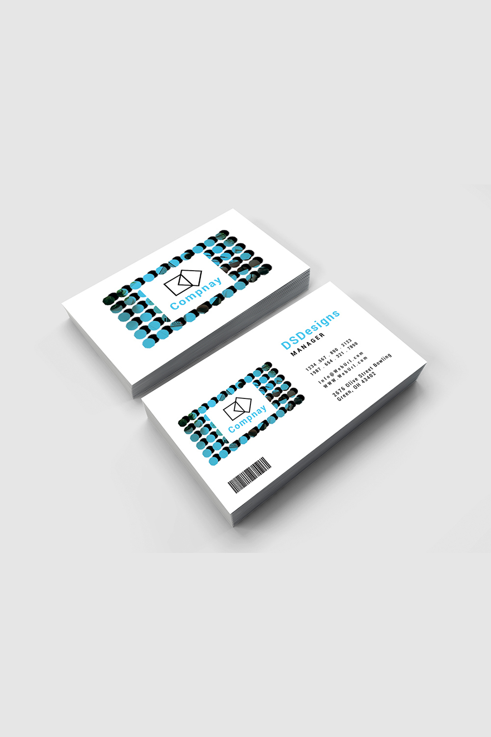 Modern and professional business card design pinterest preview image.