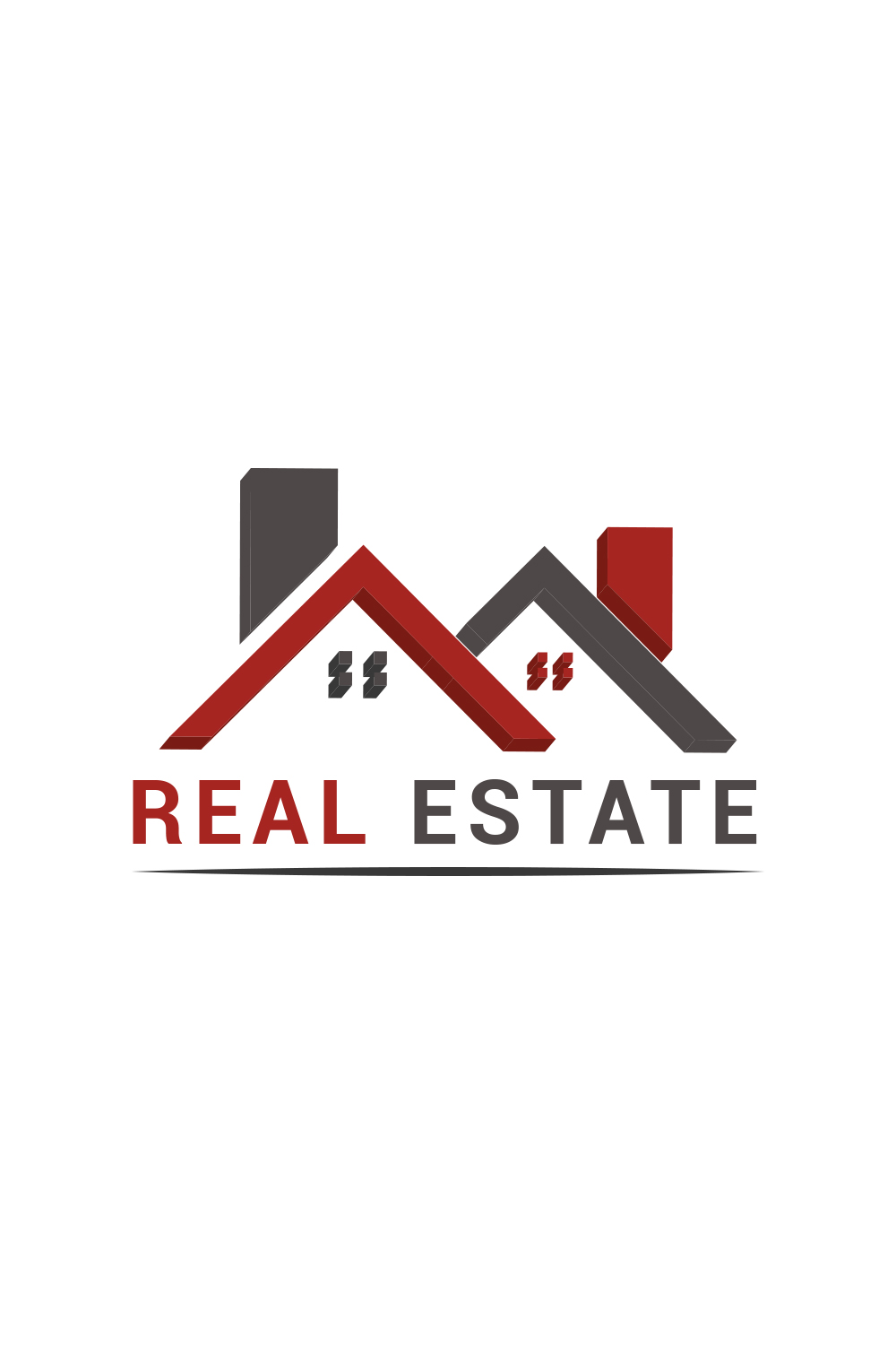 Real estate 3D logo design pinterest preview image.