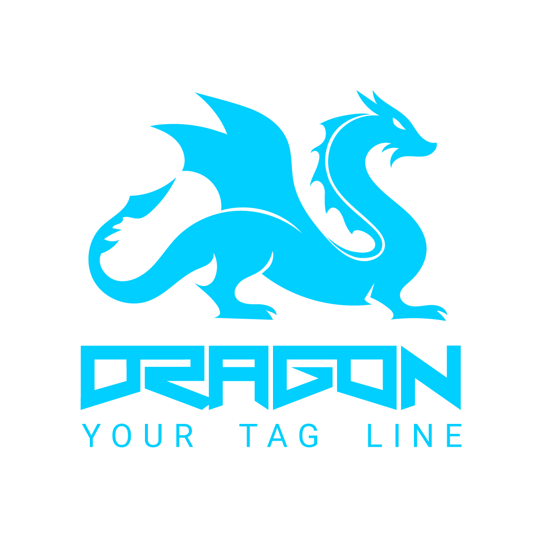 Flat design dragon colorful logo preview image.
