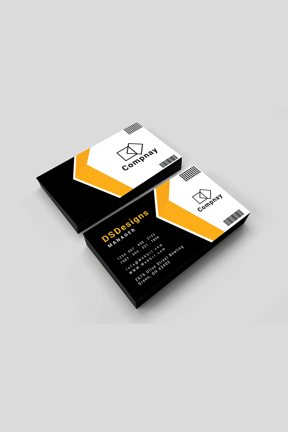Modern and professional Business card design pinterest preview image.