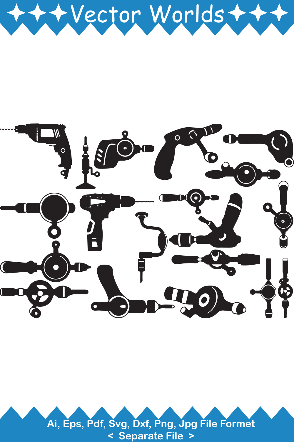 Hand Drill SVG Vector Design pinterest preview image.