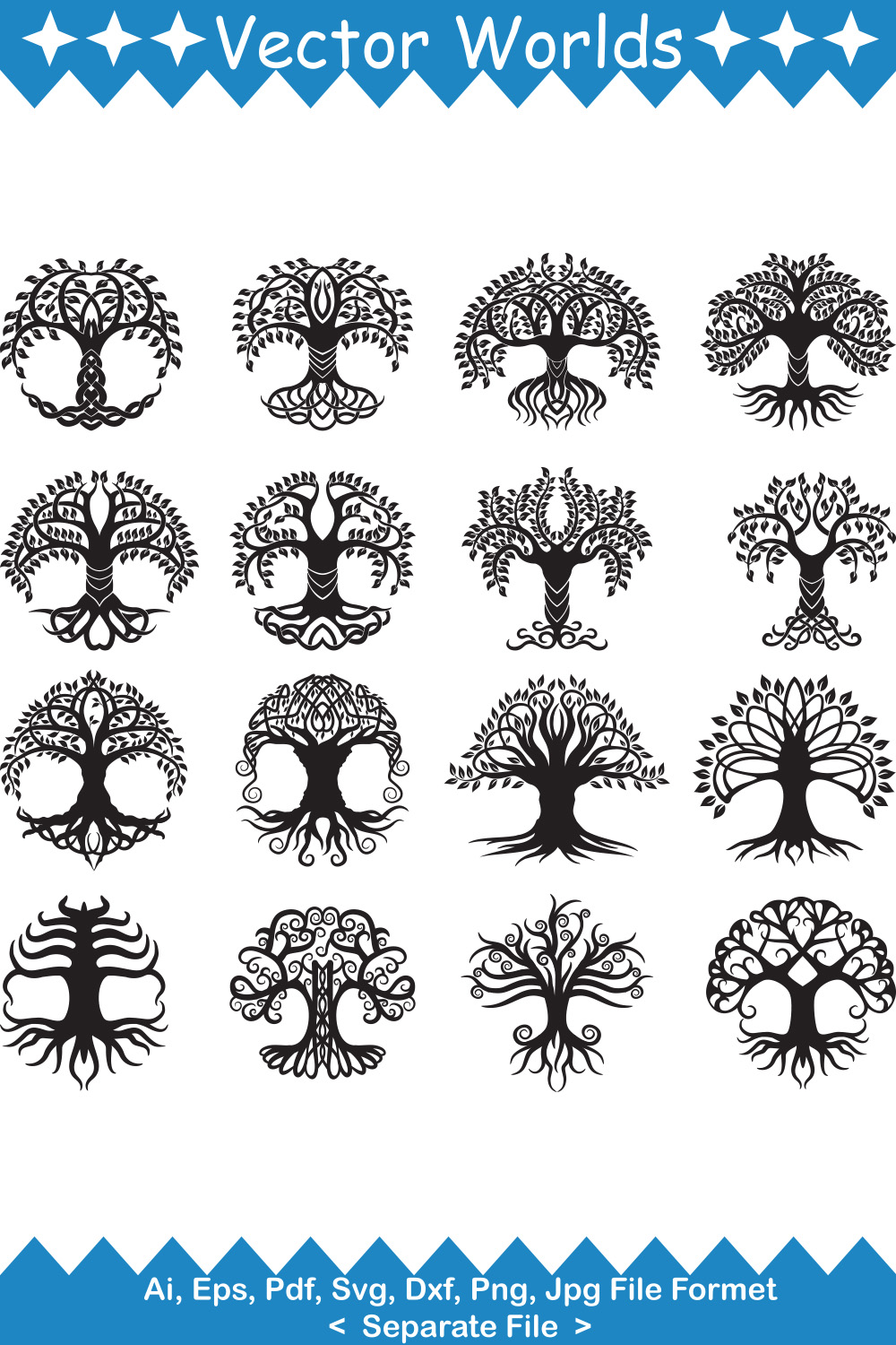 The Tree of Life Symbol SVG Vector Design pinterest preview image.