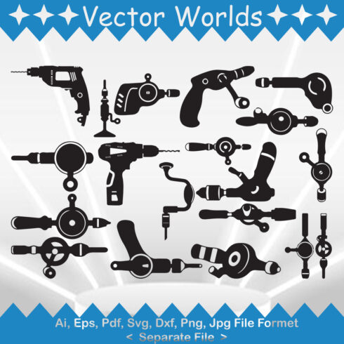 Hand Drill SVG Vector Design cover image.