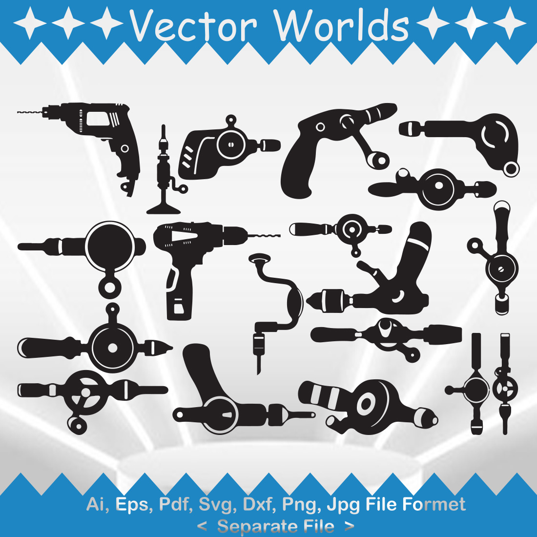 Hand Drill SVG Vector Design preview image.