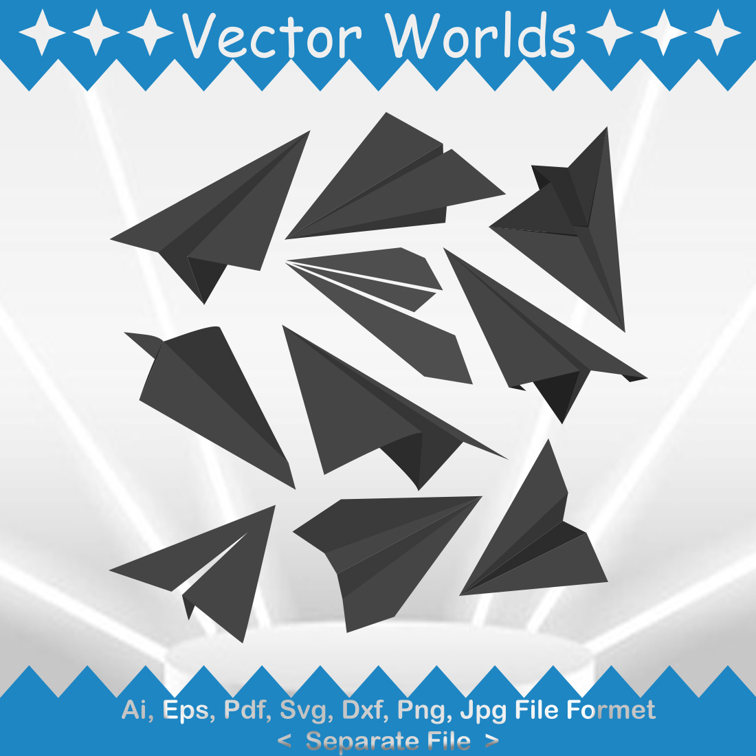 Paper Airplane SVG Vector Design preview image.