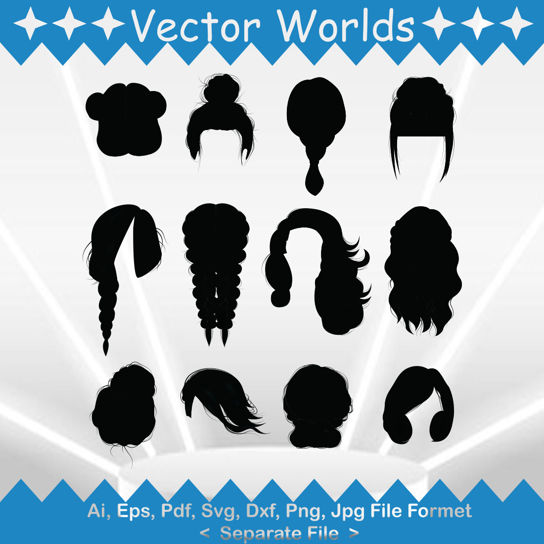 Women Wigs Hairstyle SVG Vector Design preview image.