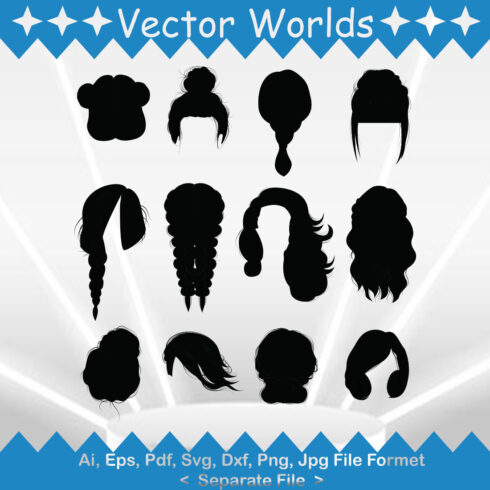 Women Wigs Hairstyle SVG Vector Design cover image.