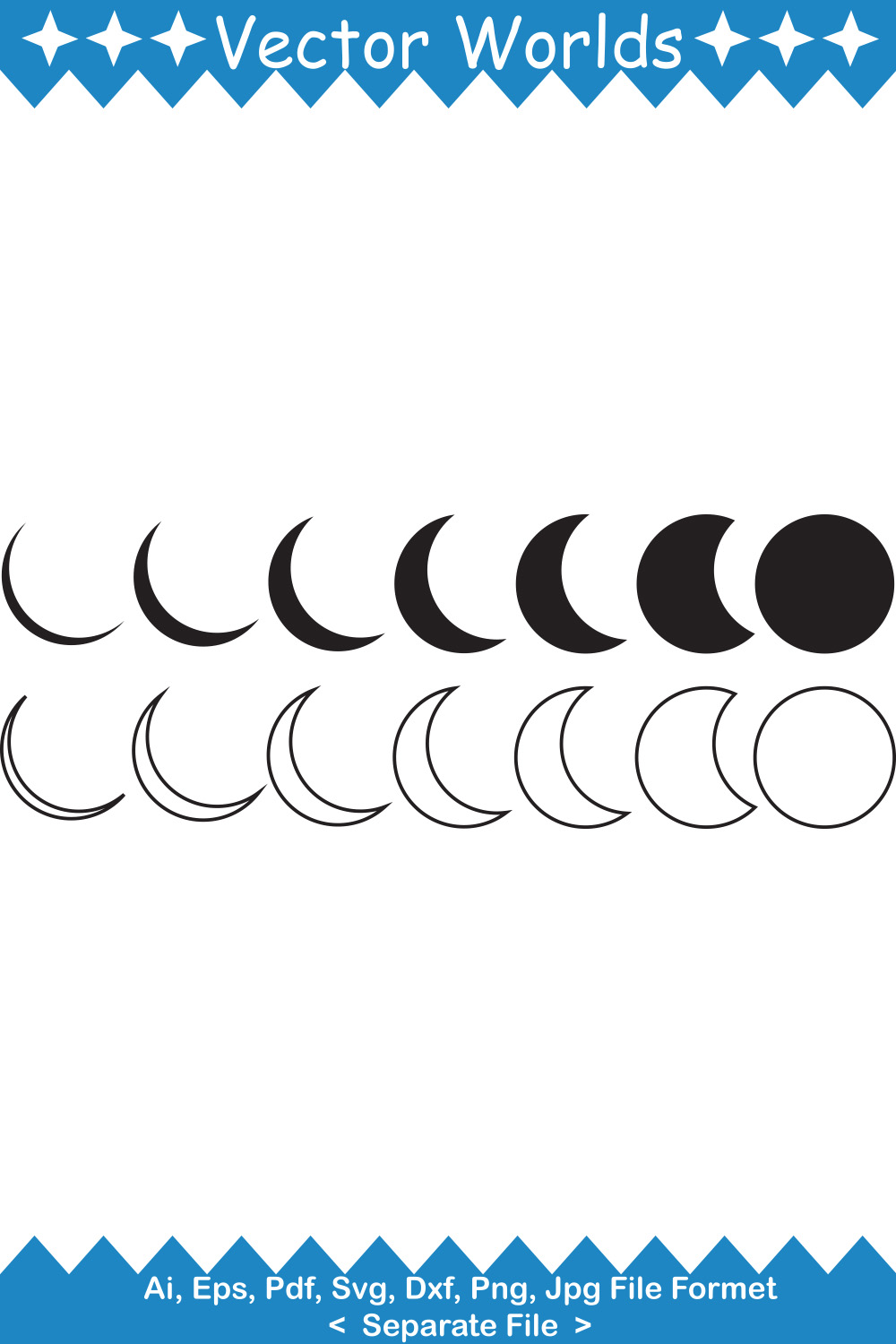 Moon Phases SVG Vector Design pinterest preview image.