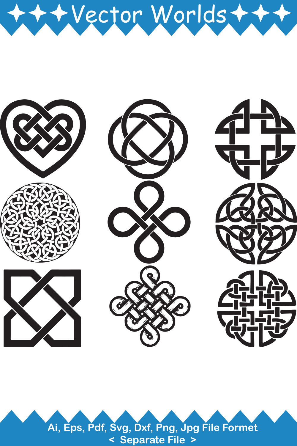 Dara Celtic Knot Symbol SVG Vector Design pinterest preview image.