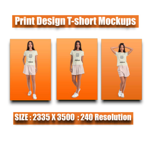3 Print Design T-Short Girls Mock-up Templates cover image.