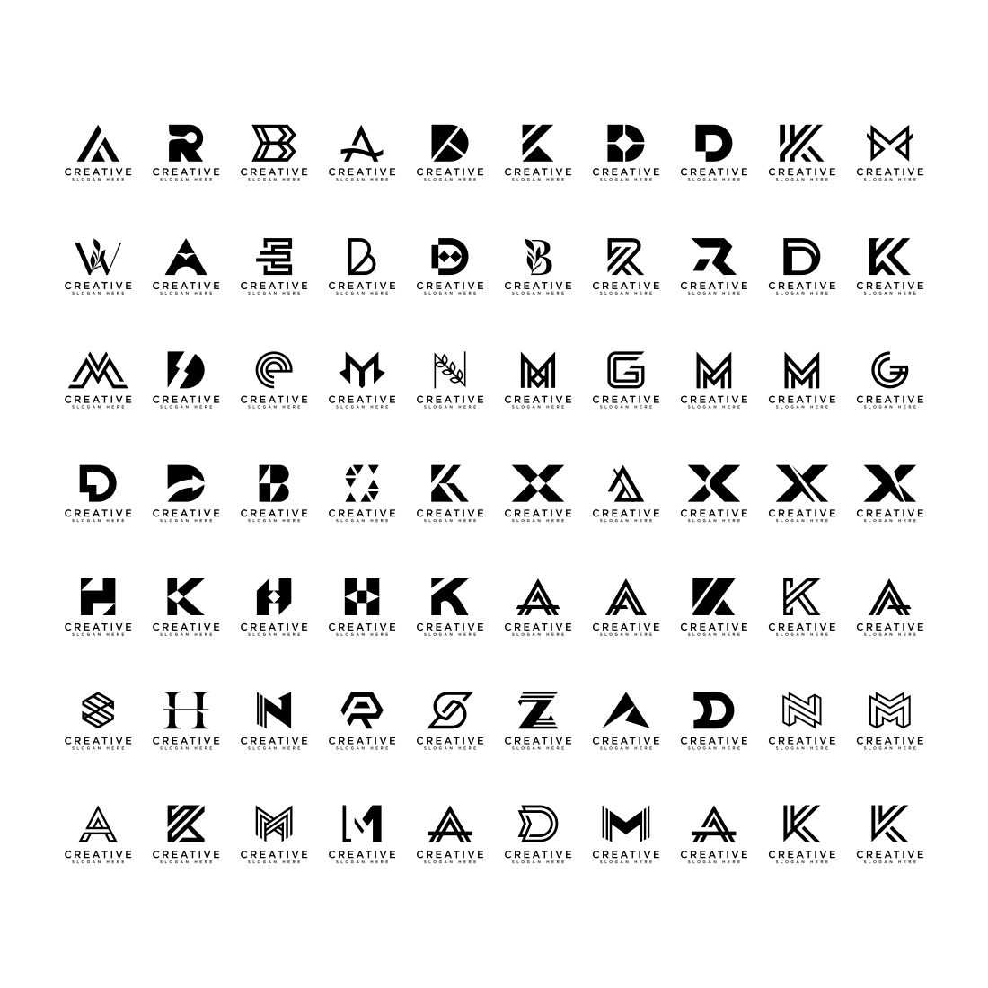 Mega logo monogram, initial, alphabet, and letter logo collection a - z preview image.