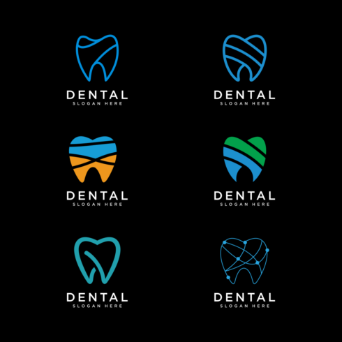 set of dental logo vector cover image.