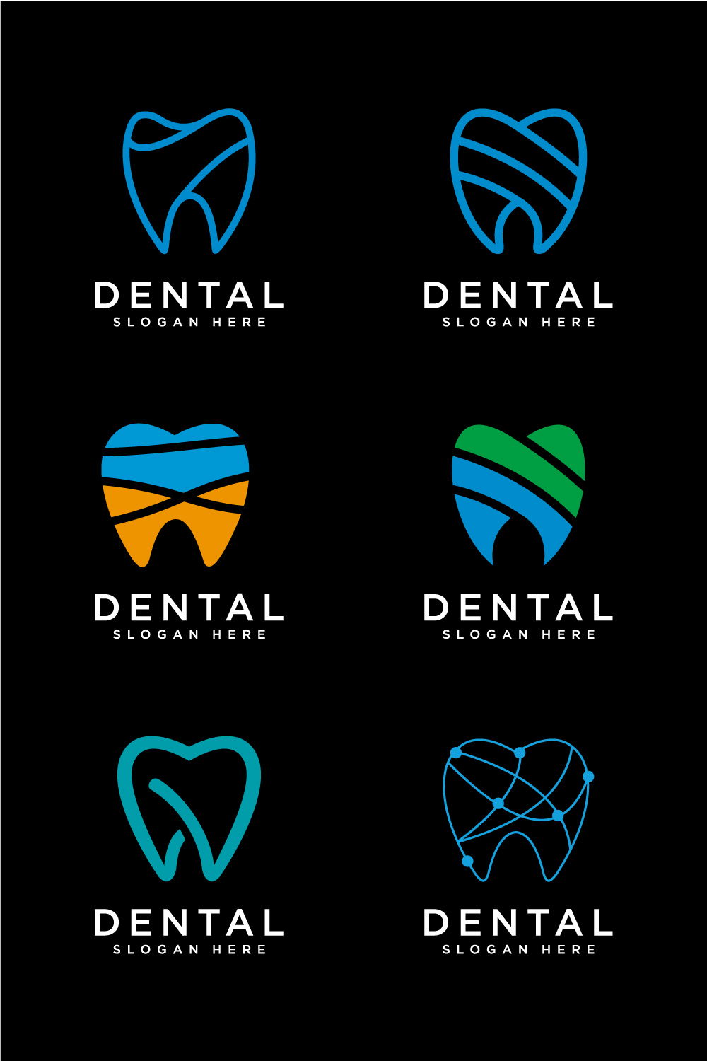 set of dental logo vector pinterest preview image.