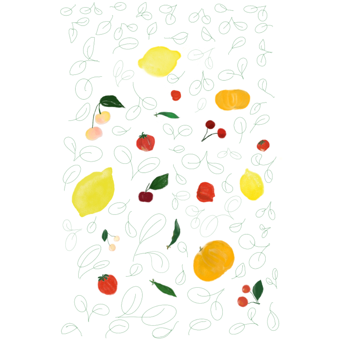 Fruits and leaves preview image.