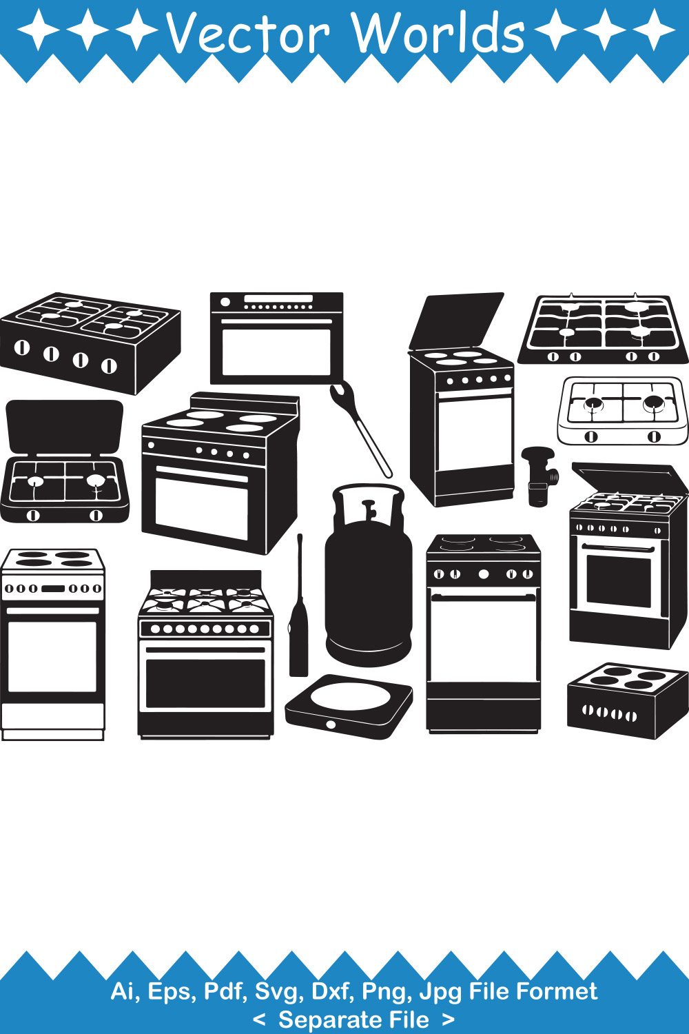 Stove Set SVG Vector Design pinterest preview image.