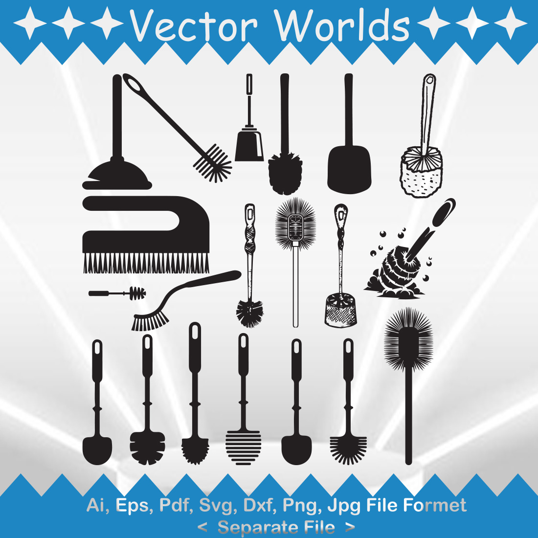 Toilet Brush SVG Vector Design preview image.