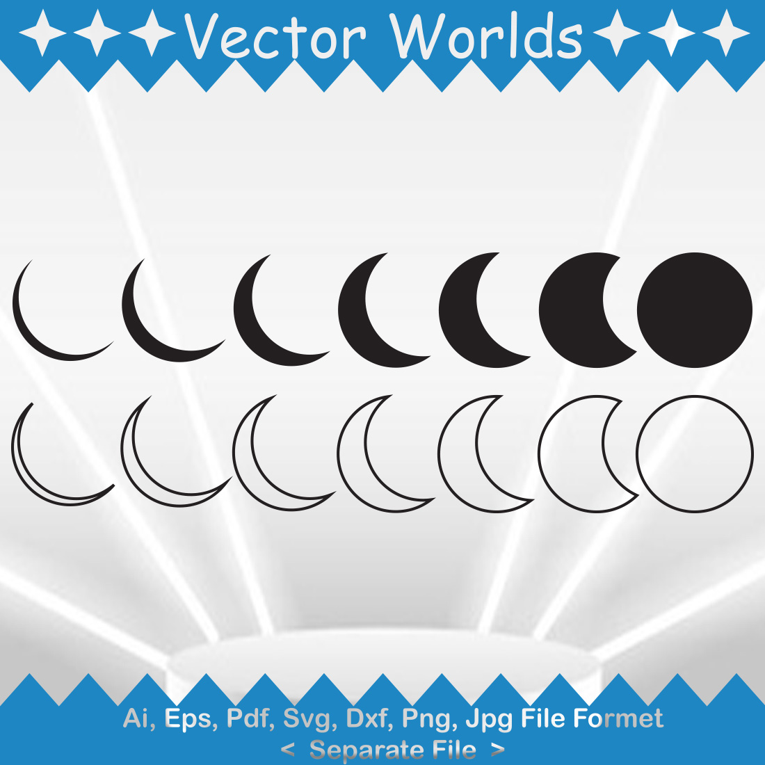 Moon Phases SVG Vector Design preview image.