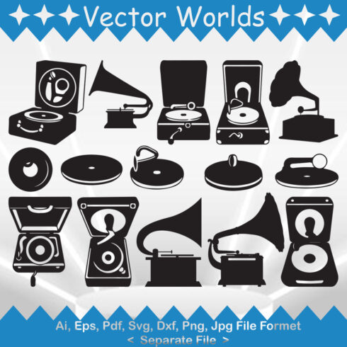 Gramophone SVG Vector Design cover image.