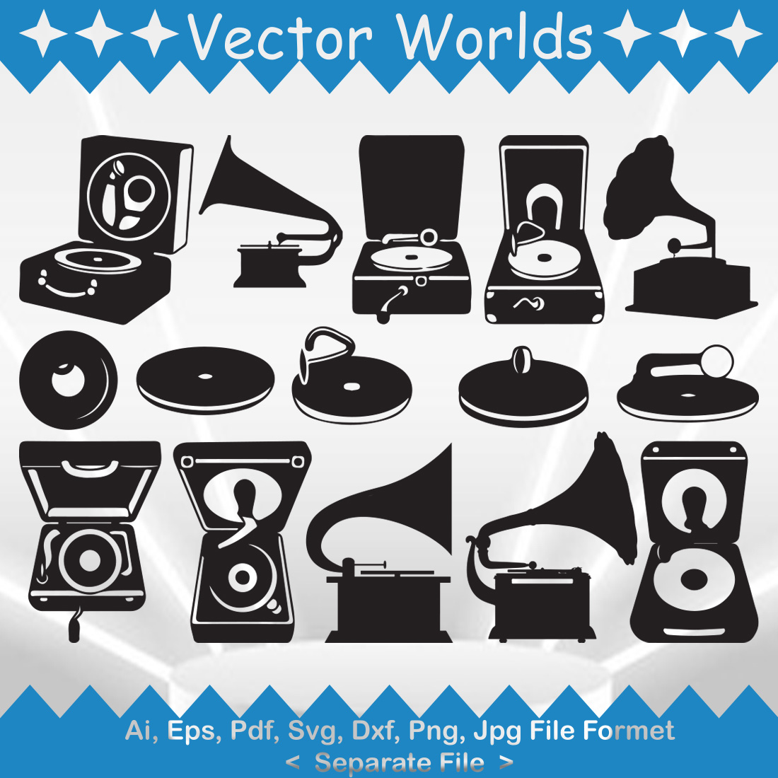 Gramophone SVG Vector Design preview image.