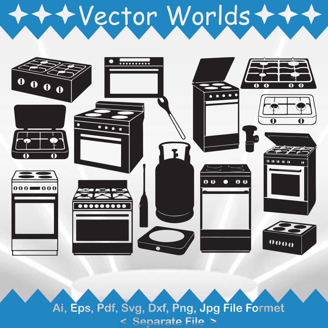 Stove Set SVG Vector Design cover image.