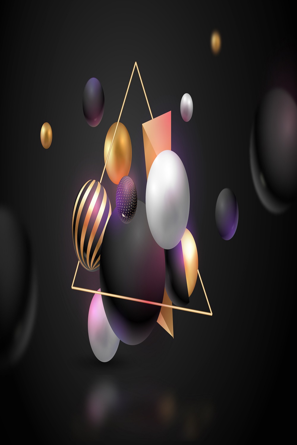 Metallic 3d spheres background pinterest preview image.