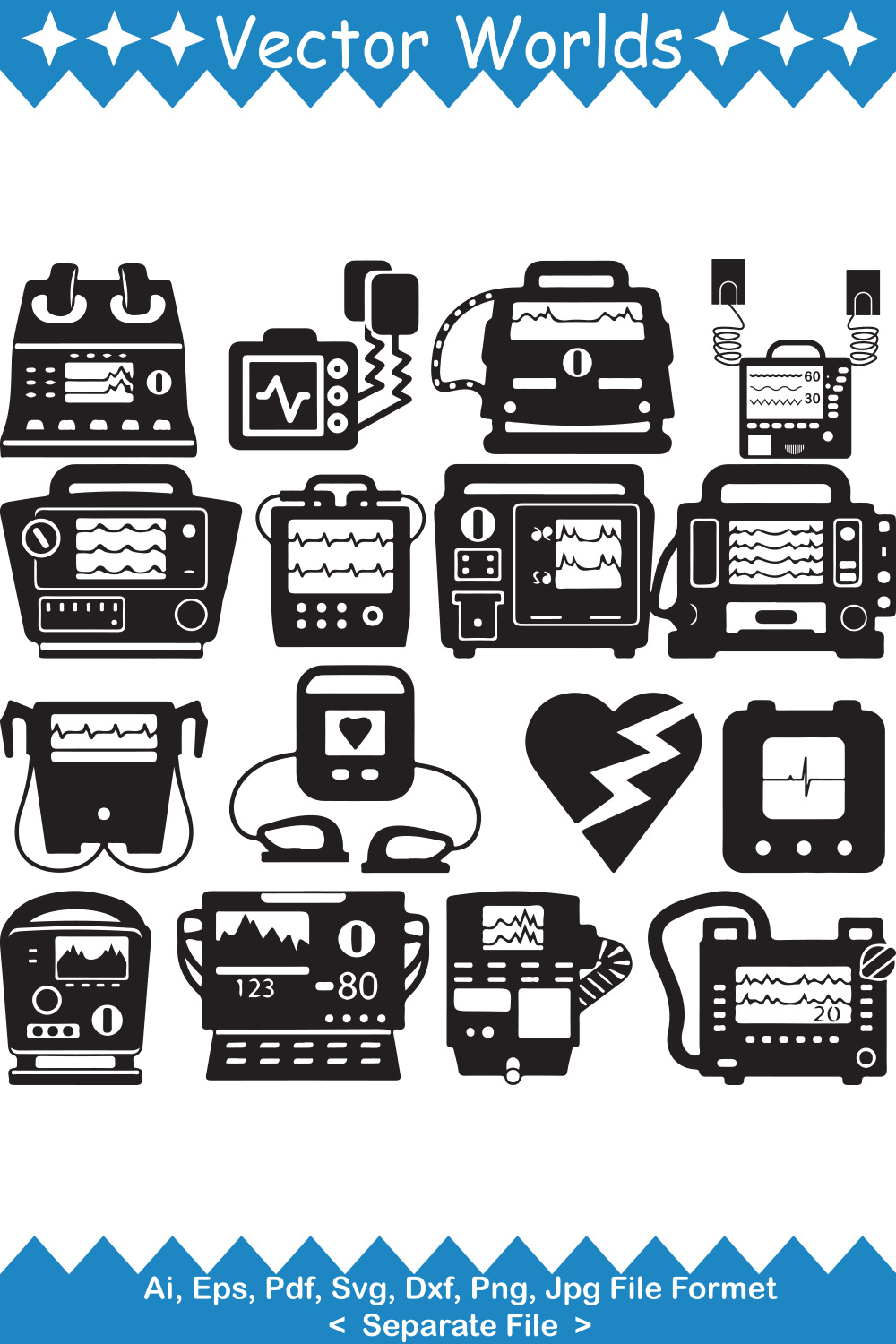 Defibrillator Machine SVG Vector Design pinterest preview image.