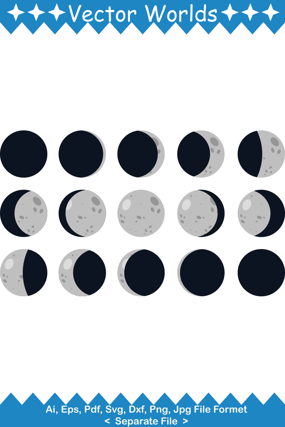 Moon Phases SVG Vector Design pinterest preview image.