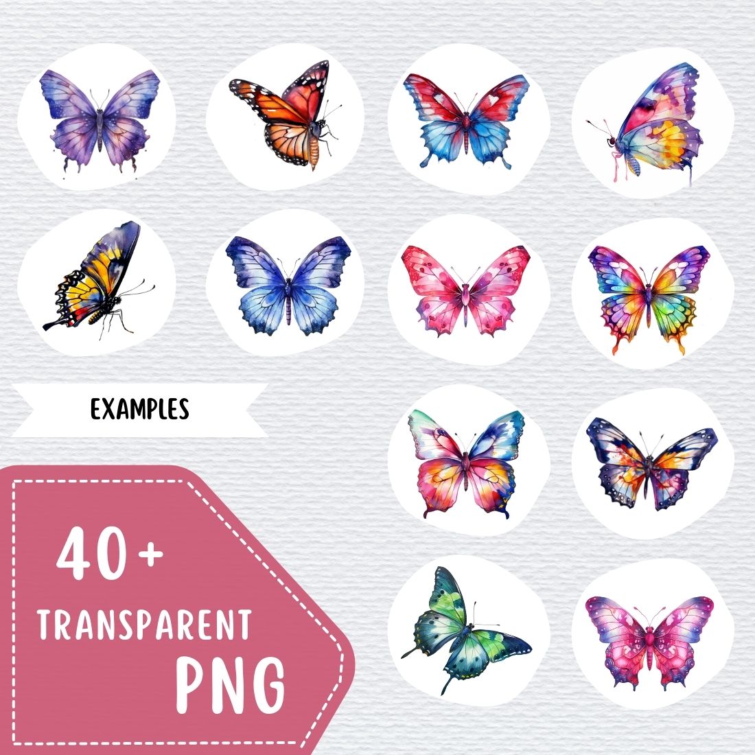41 Watercolor Butterflies PNG, Butterfly Clipart, Transparent, Digital Paper Craft, illustrations, watercolor clipart, Digital Paper Craft preview image.