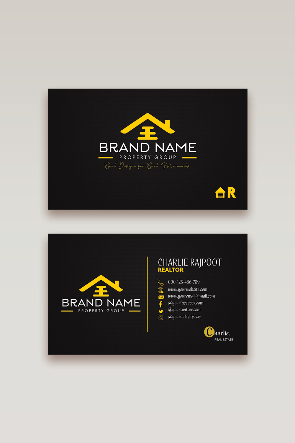 Luxury Real Estate Business Card Design pinterest preview image.
