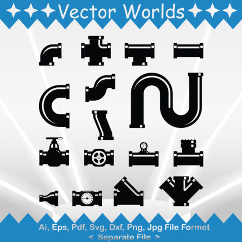 Pipe Fittings SVG Vector Design cover image.