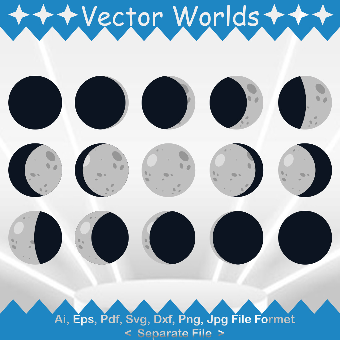 Moon Phases SVG Vector Design preview image.