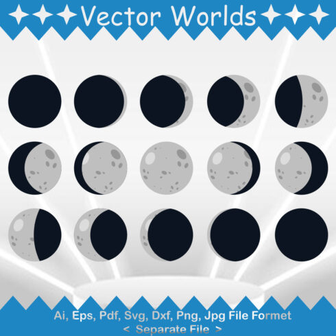 Moon Phases SVG Vector Design cover image.