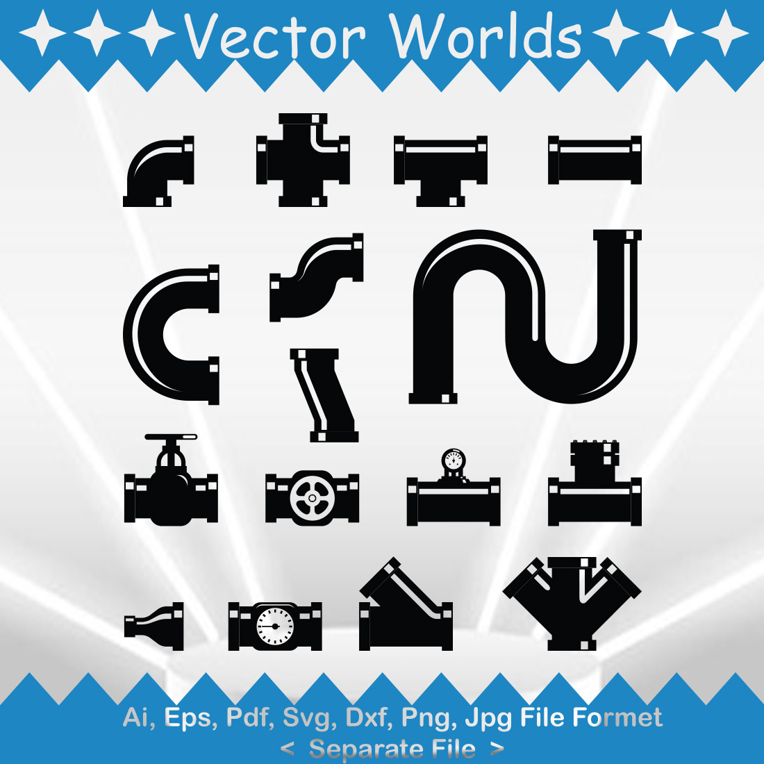 Pipe Fittings SVG Vector Design preview image.