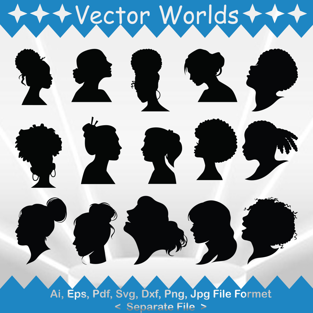 Woman Hair SVG Vector Design preview image.