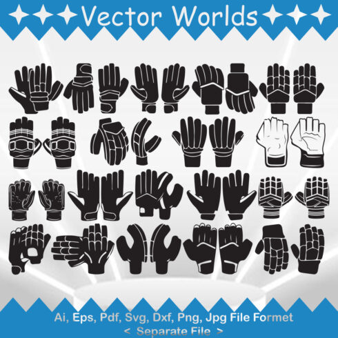 Cricket Hand Gloves SVG Vector Design cover image.