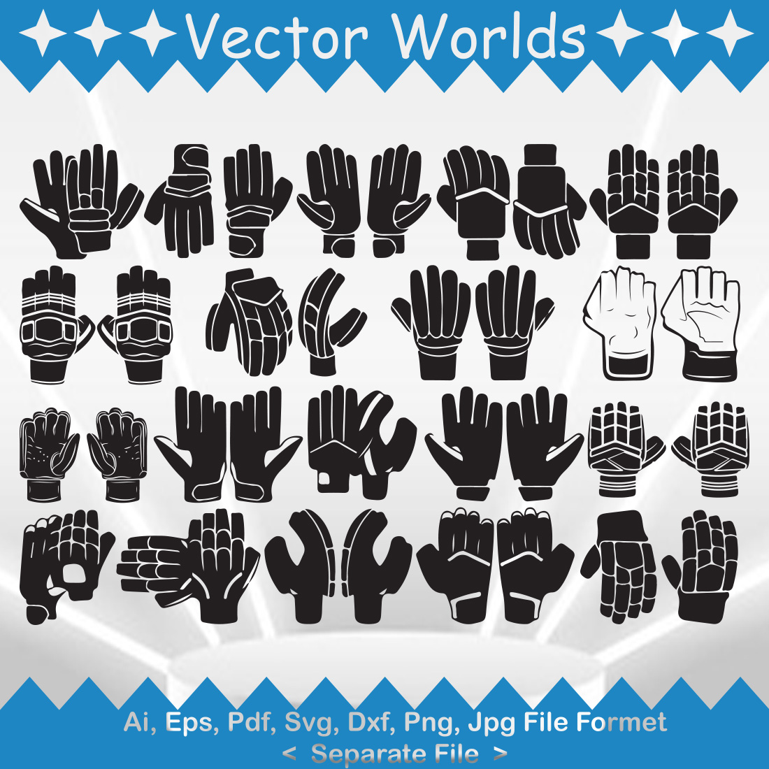 Cricket Hand Gloves SVG Vector Design preview image.