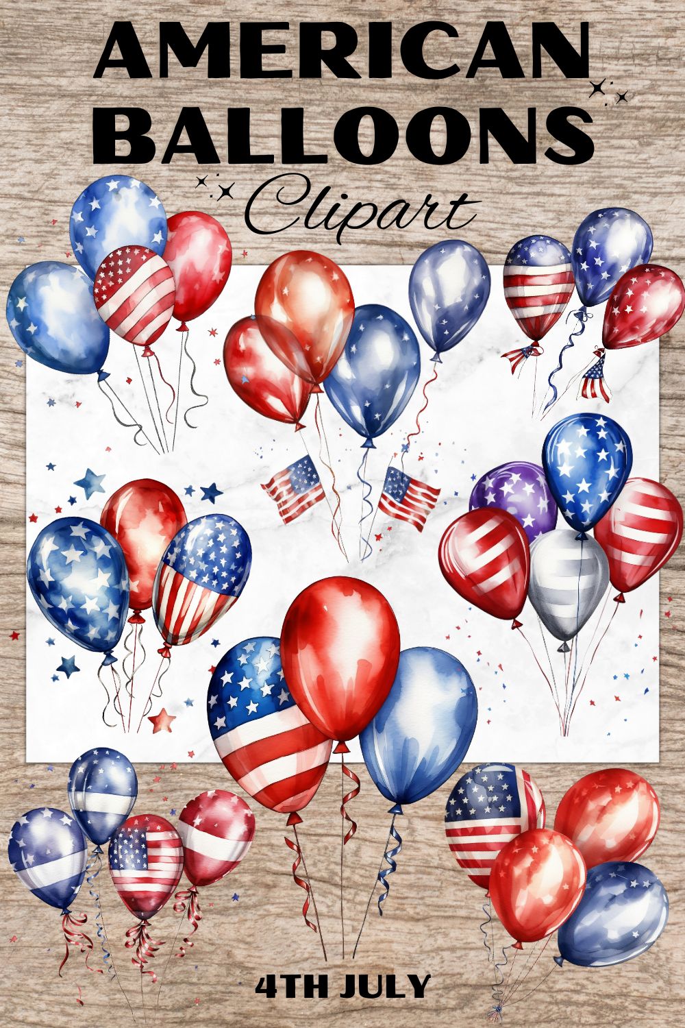 American 4th July Party Balloons pinterest preview image.