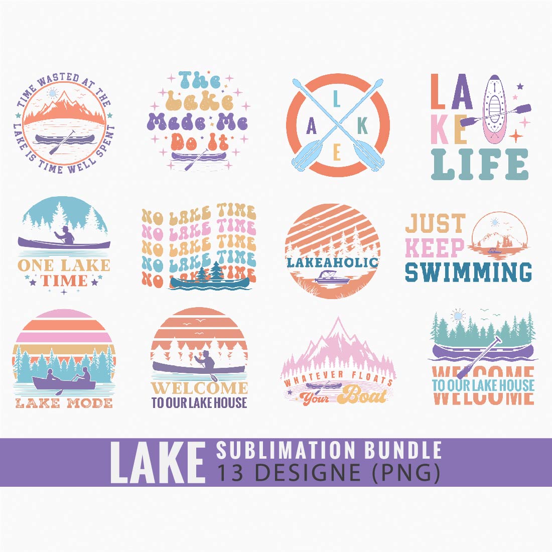 Summer Lake Sublimation Design Bundle preview image.