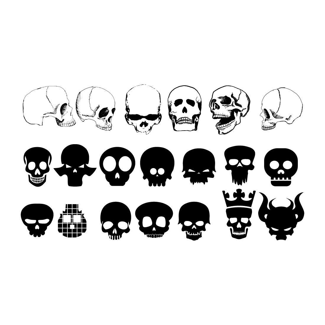 20pcs Skull Silhouette and Clip art Vector Design- only in $5 cover image.