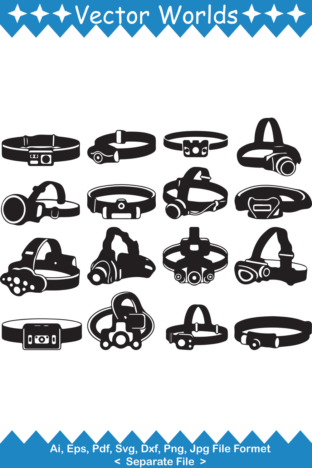 Headlamp SVG Vector Design pinterest preview image.