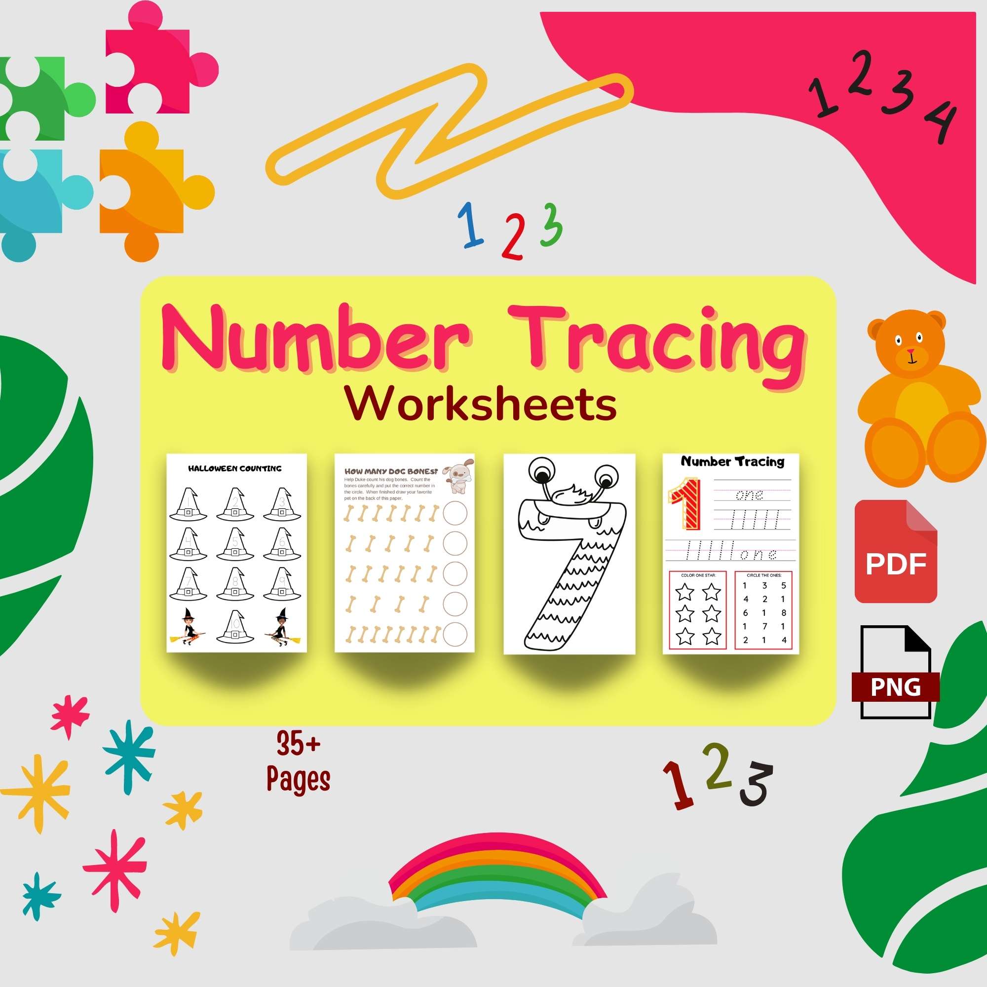 Kindergarten Math Number Sense Activities Writing Numbers 1-10 Practice preview image.