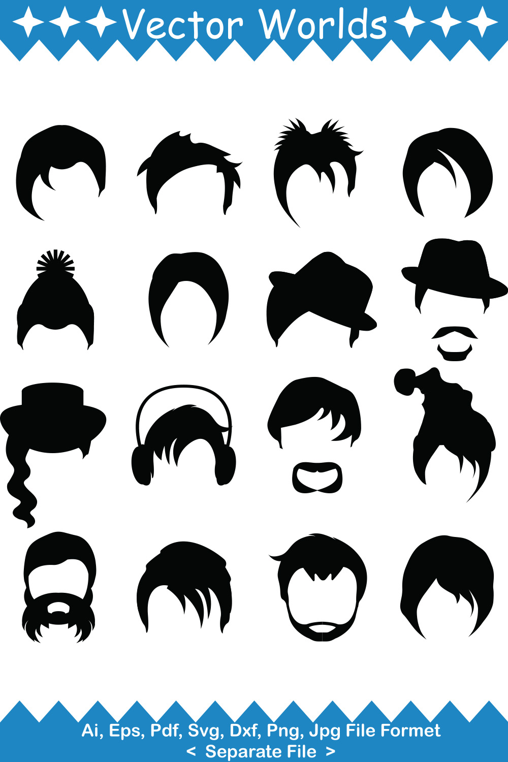 Hairstyle SVG Vector Design pinterest preview image.