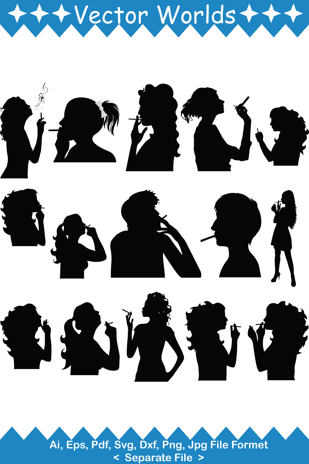 Smoking Girl SVG Vector Design pinterest preview image.