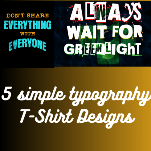 5 simple typography t-shirt design with PNG and SVG collection cover image.