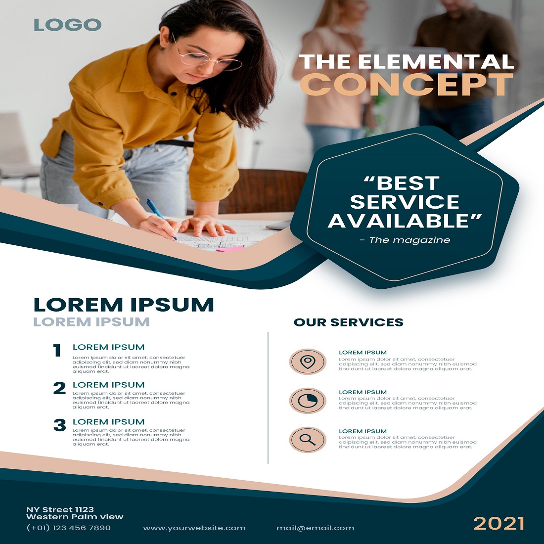 Elemental concept flyer template preview image.