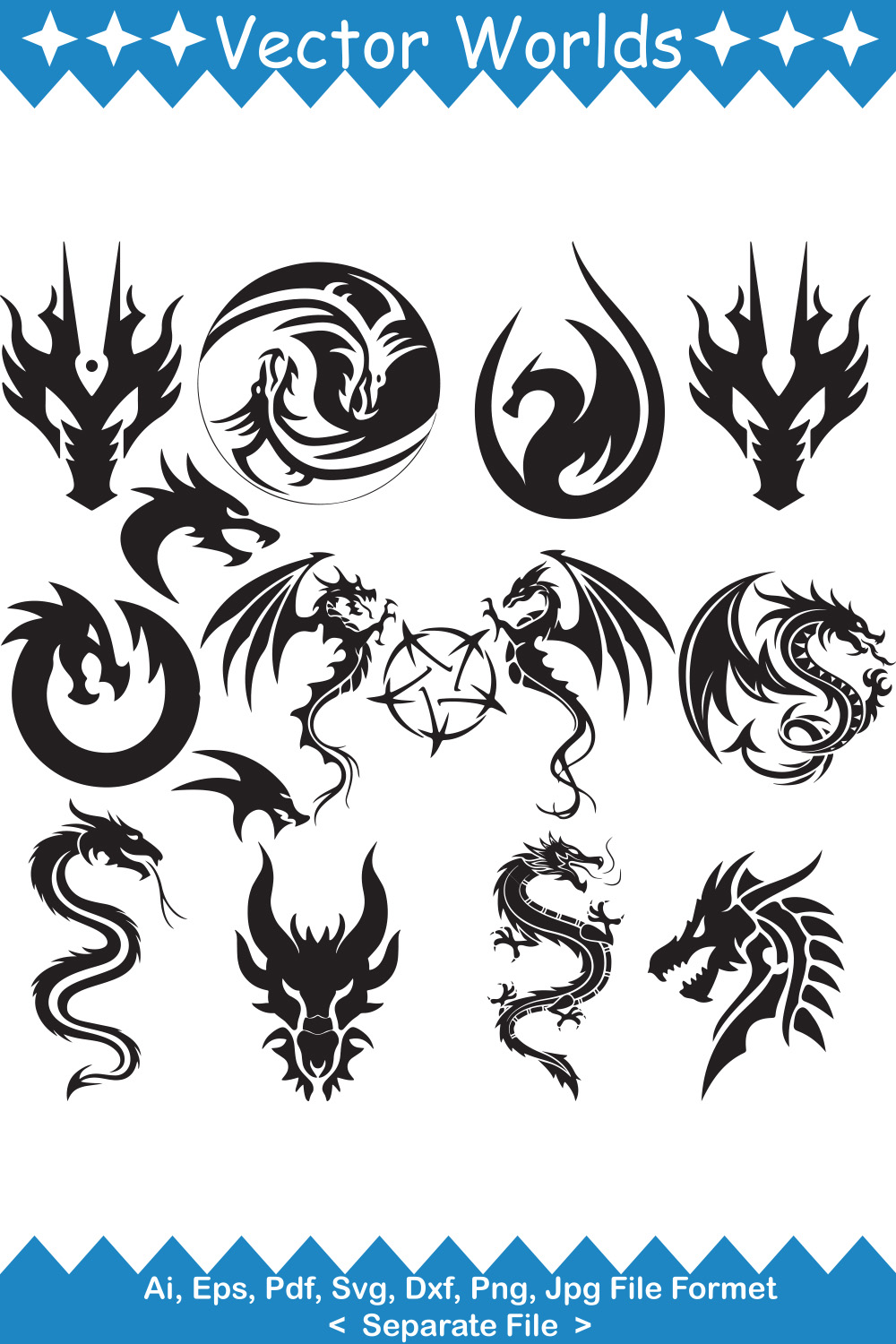 The Dragon Symbol SVG Vector Design pinterest preview image.