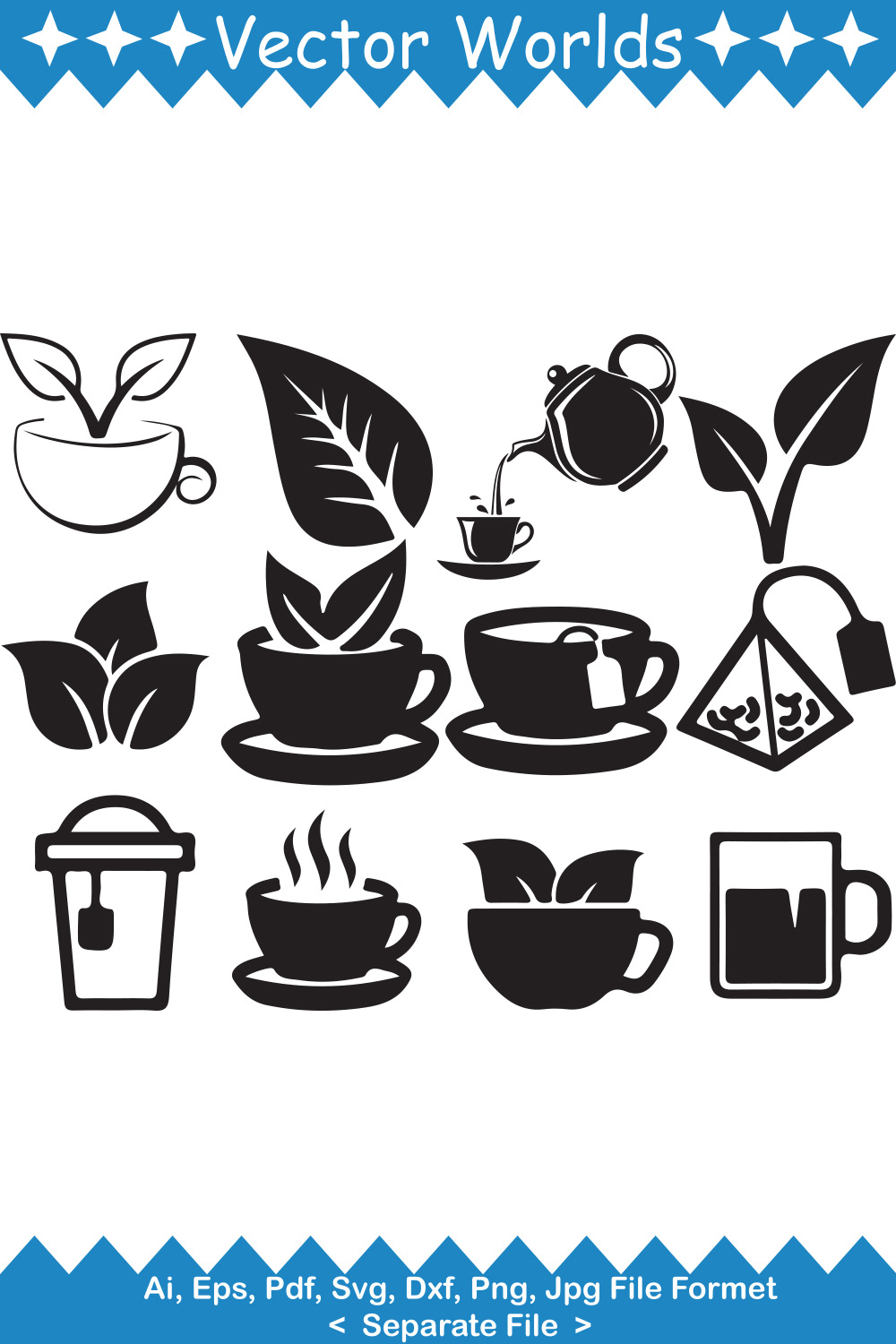 Tea Icon SVG Vector Design pinterest preview image.